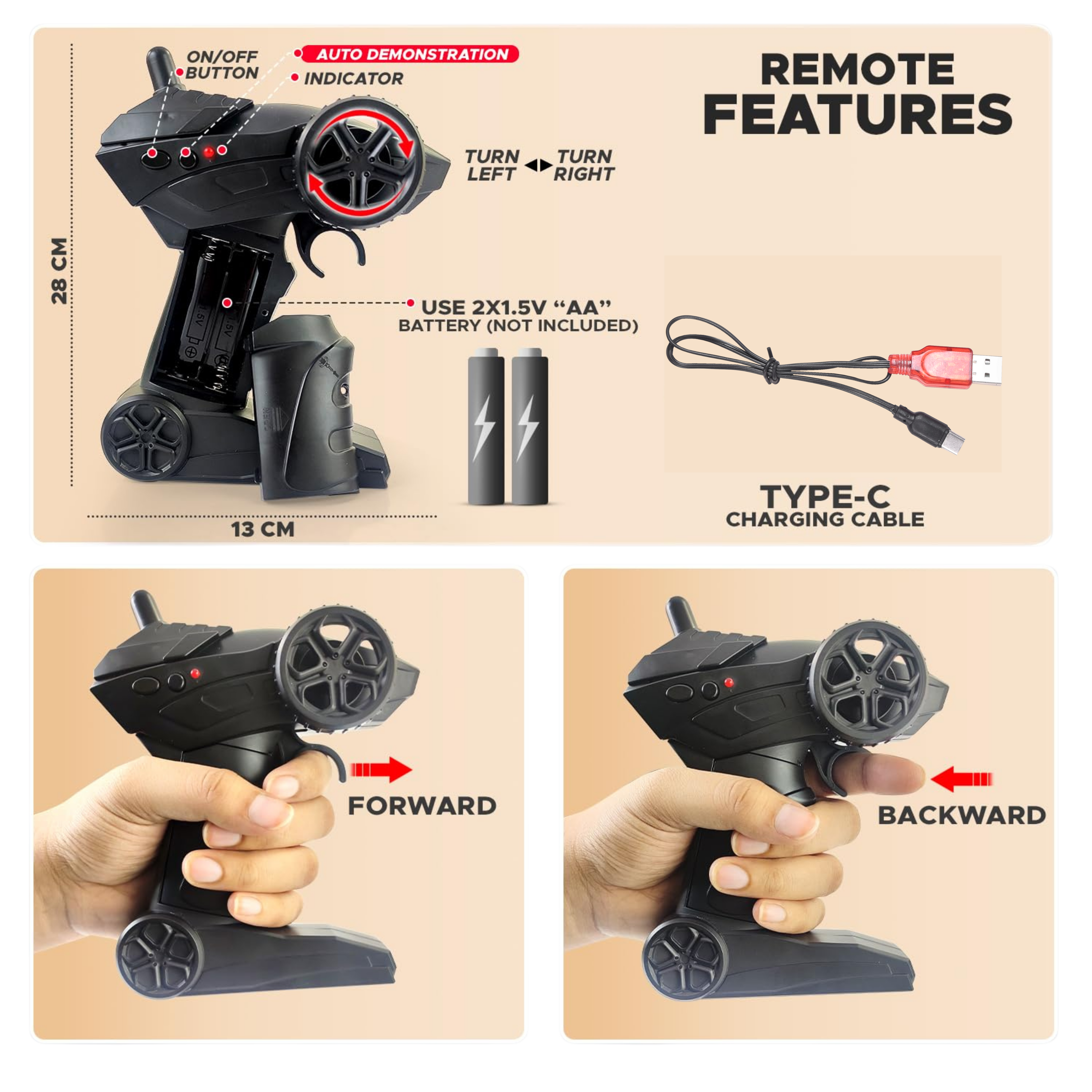 KidsBug Remote Controlled Rock Crawler RC Monster Truck, 4 Wheel Drive